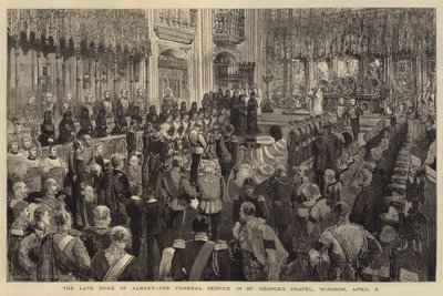 Il defunto Duca di Albany, il servizio funebre nella Cappella di San Giorgio, Windsor, 5 aprile da Henry William Brewer